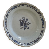 Old round dish in Rouen earthenware