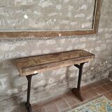 Oak and cast iron console, unique piece.