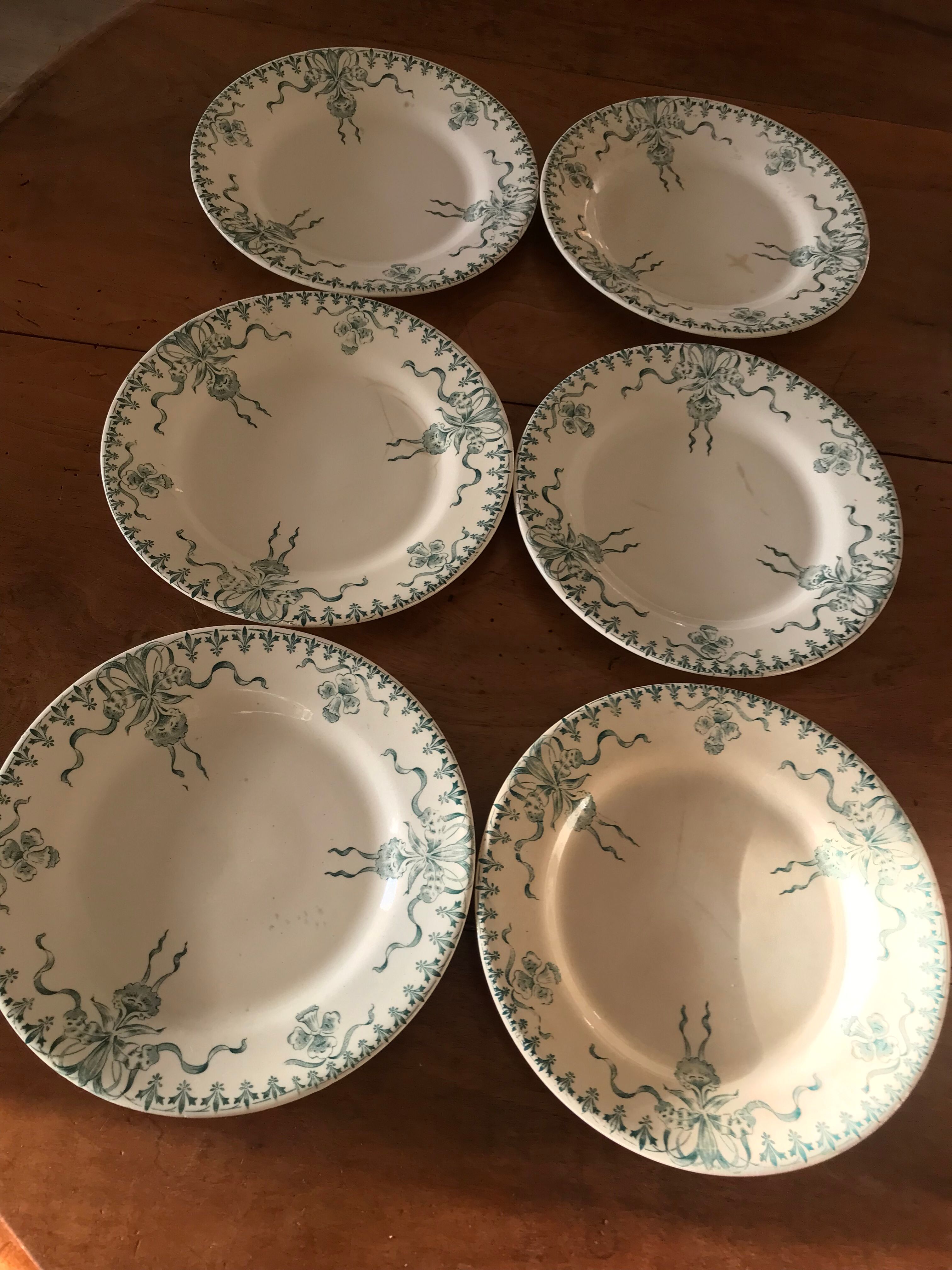 Antique opaque porcelain plates from gien "venice"