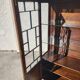 Petite vitrine bibliotheque a petits carreaux et marqueterie ancienne