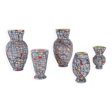 Ensemble de vases en céramique, design italien, années 1960, fabriqué en Italie.
