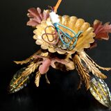 Banci firenze gilded flush mount italian wall lamp, 1960s