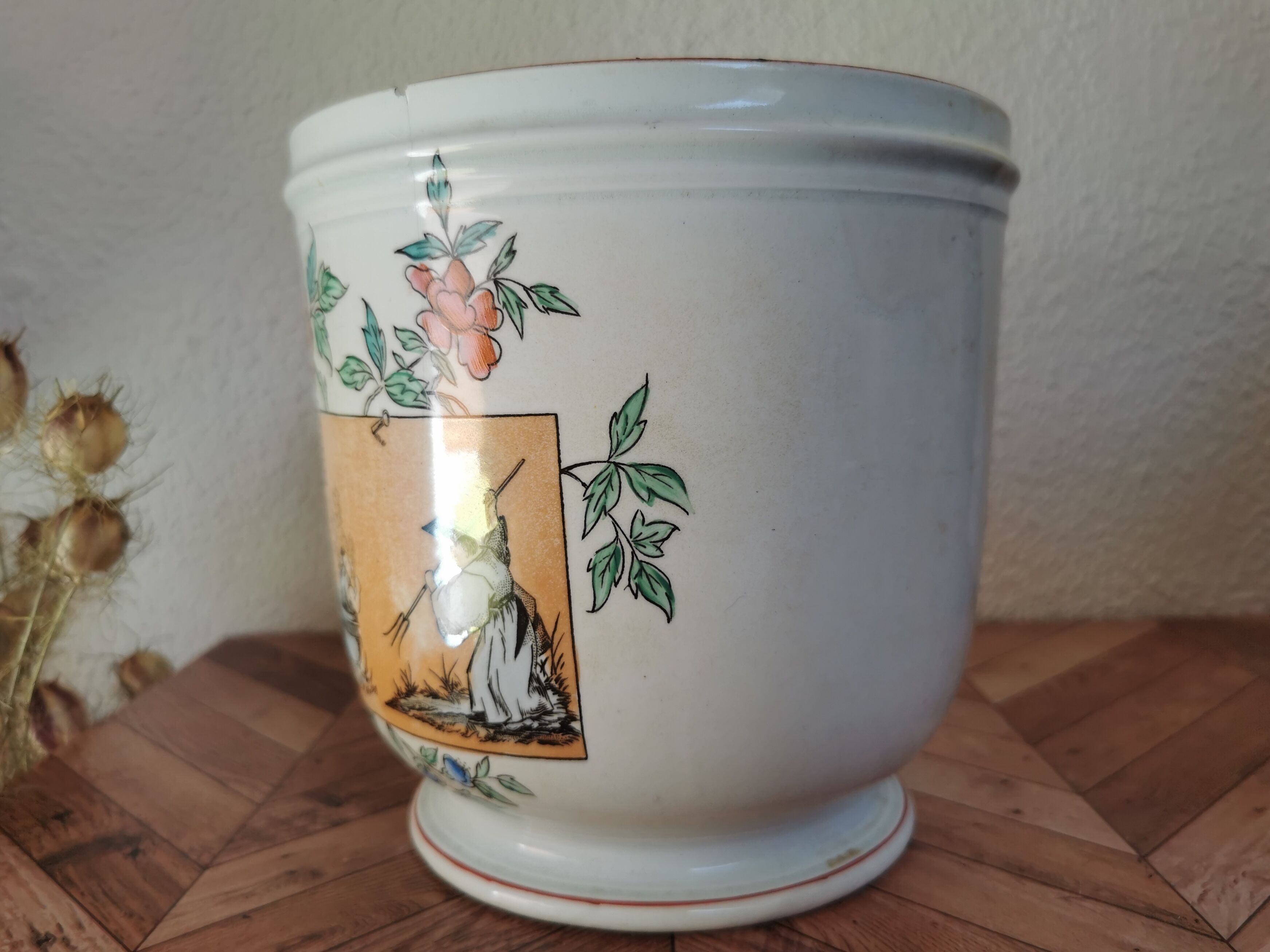 Cache pot earthenware Luneville Japan