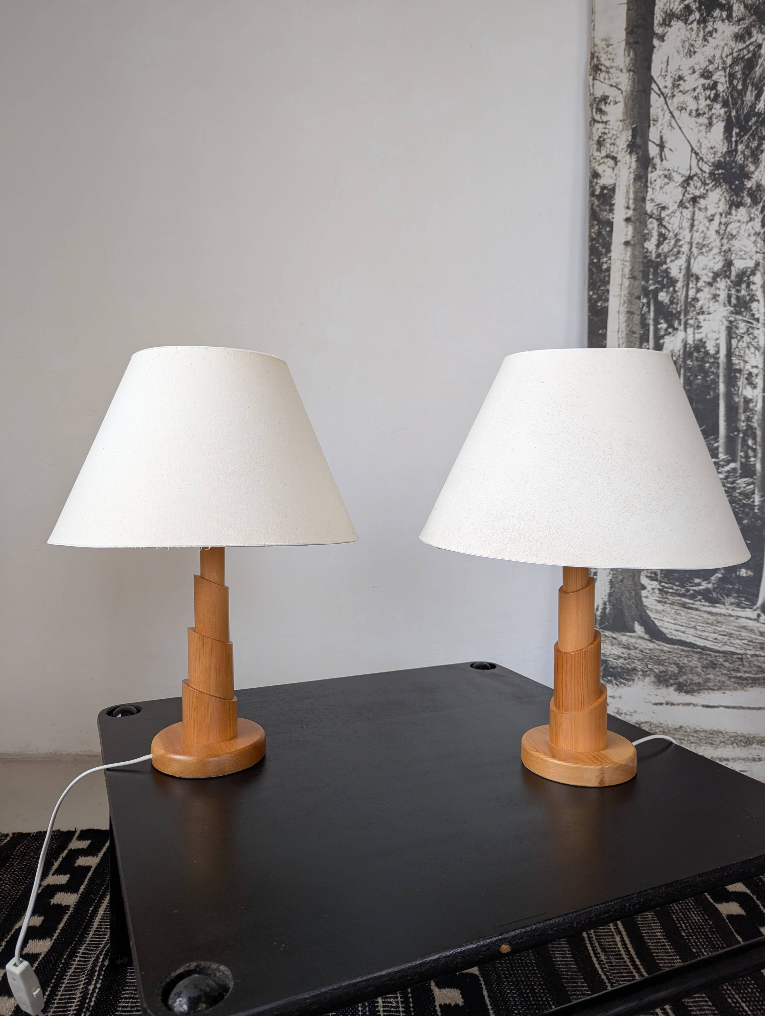 Pair of pine lamps, 1980s