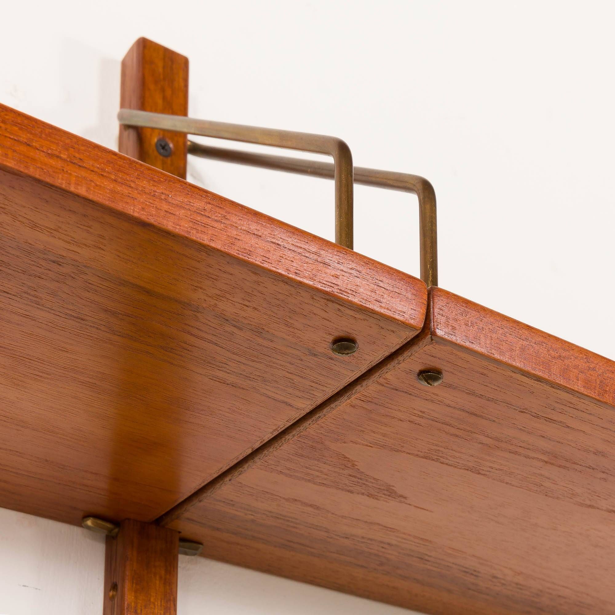 Hansen and Guldborg teak wall unit with a bar cabinet, Denmark 1950s