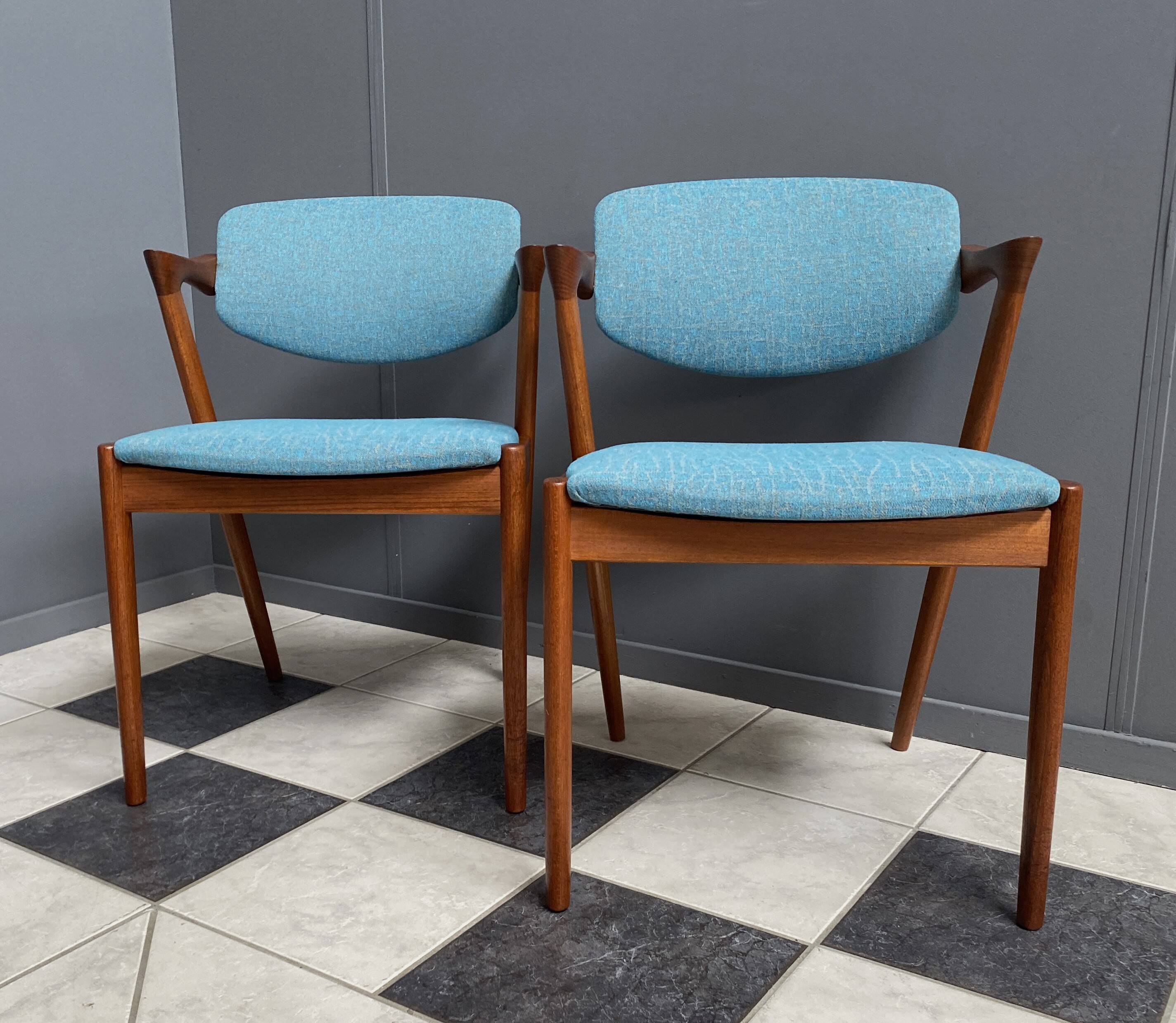 Set of 2 Kai Kristiansen Model 42 Teak Z-chairs for  Shou Andersen Denmark