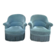 False pair of toad armchairs – Duck blue velvet – Mixed legs XI