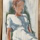 Painting signed pastel female portrait “light in the garden”
