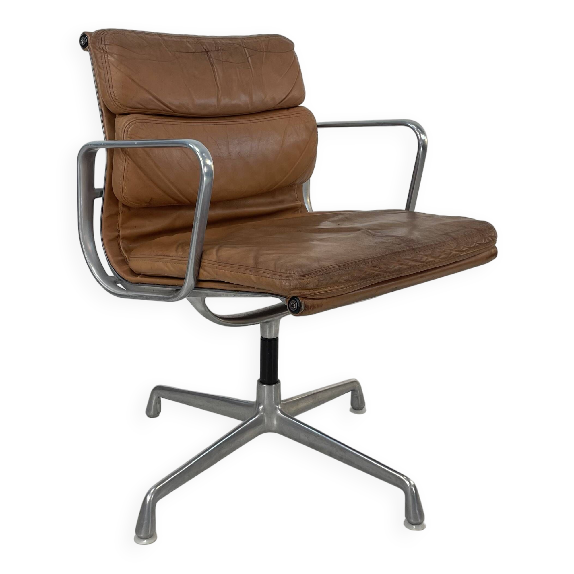 Eames Herman Miller tan / camel leather Soft Pad Group chair
