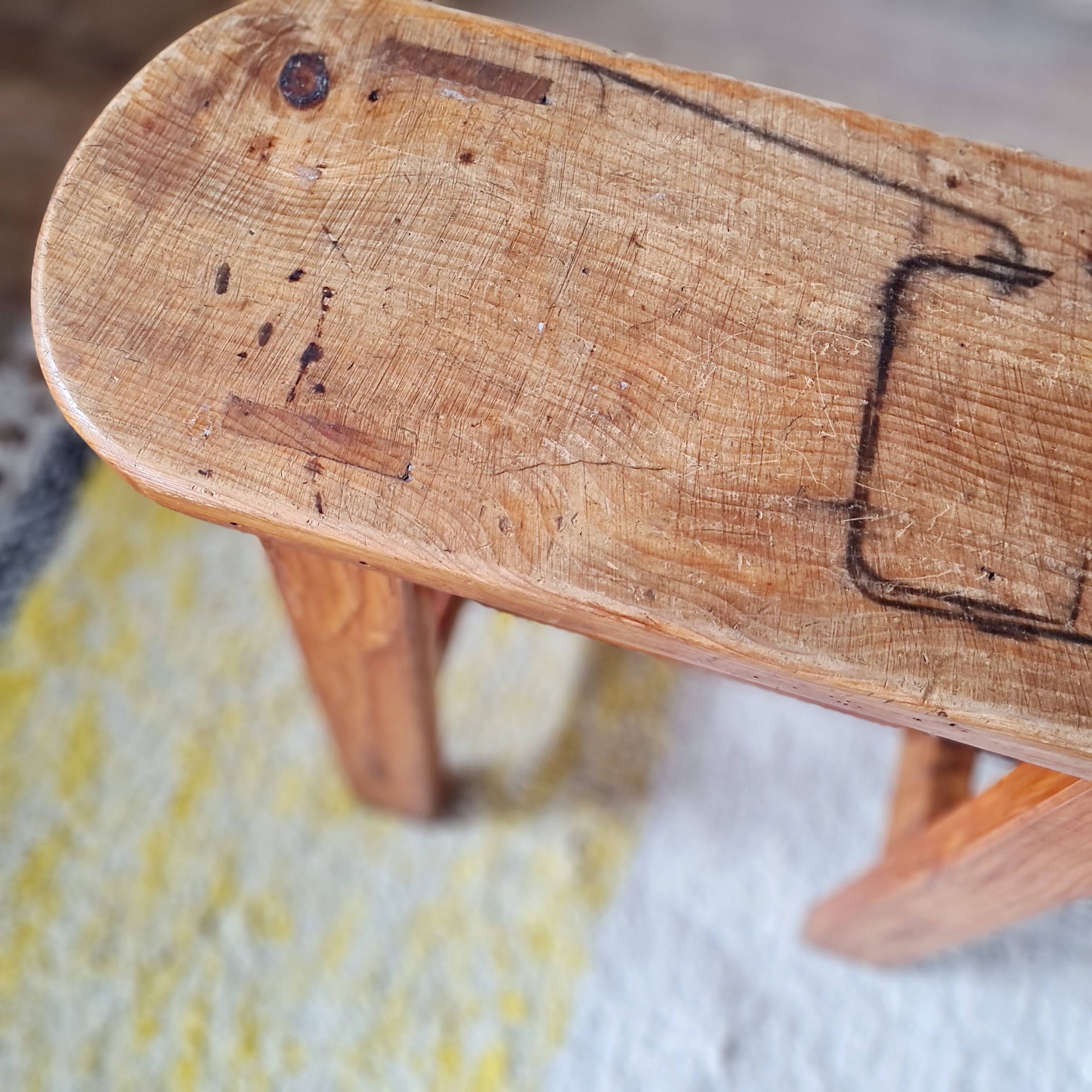 Petit Banc De Cheminée En Bois Blanc – Style Campagne, Occasion