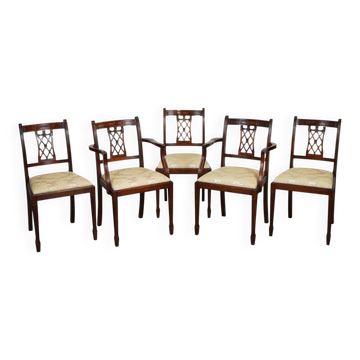Chaises de Salle à Manger Hepplewhite avec Sièges Rembourrés Crème de Bevan Funnell, Set de 5