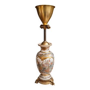Pied de lampe en faïence de Satsuma – Japon, XIXe siècle