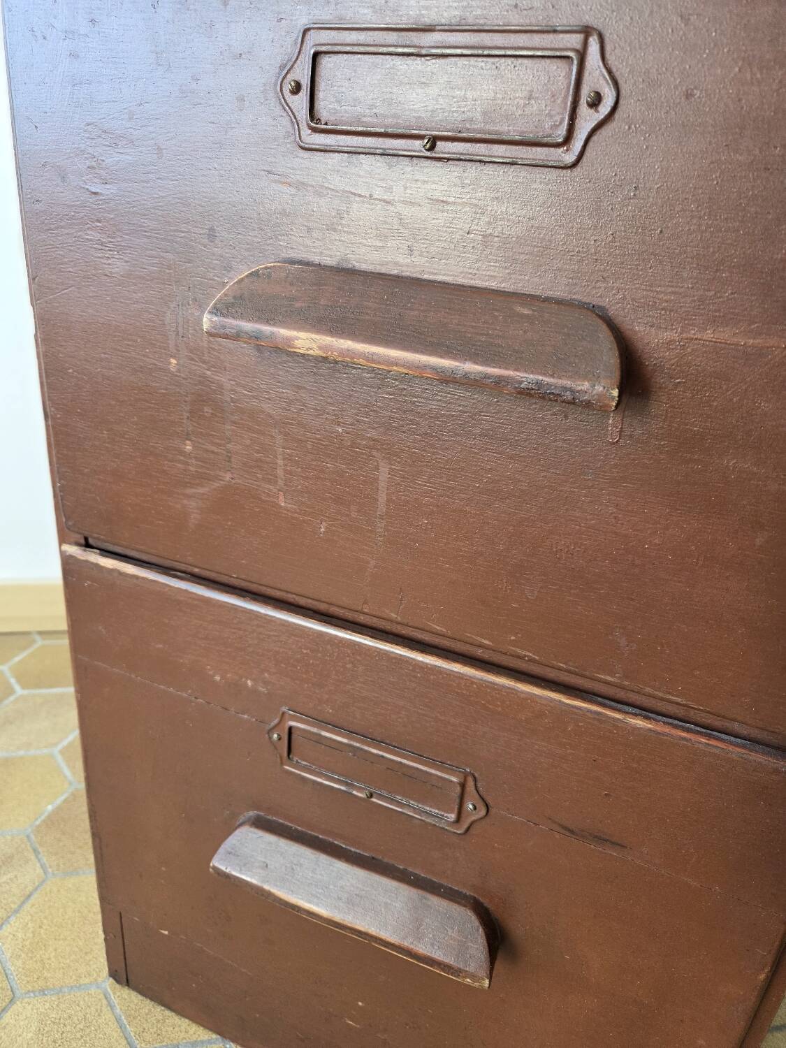 Antique wooden drawer unit filing cabinet