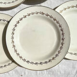 6 opaque porcelain dinner plates, Digoin model "Suzy"