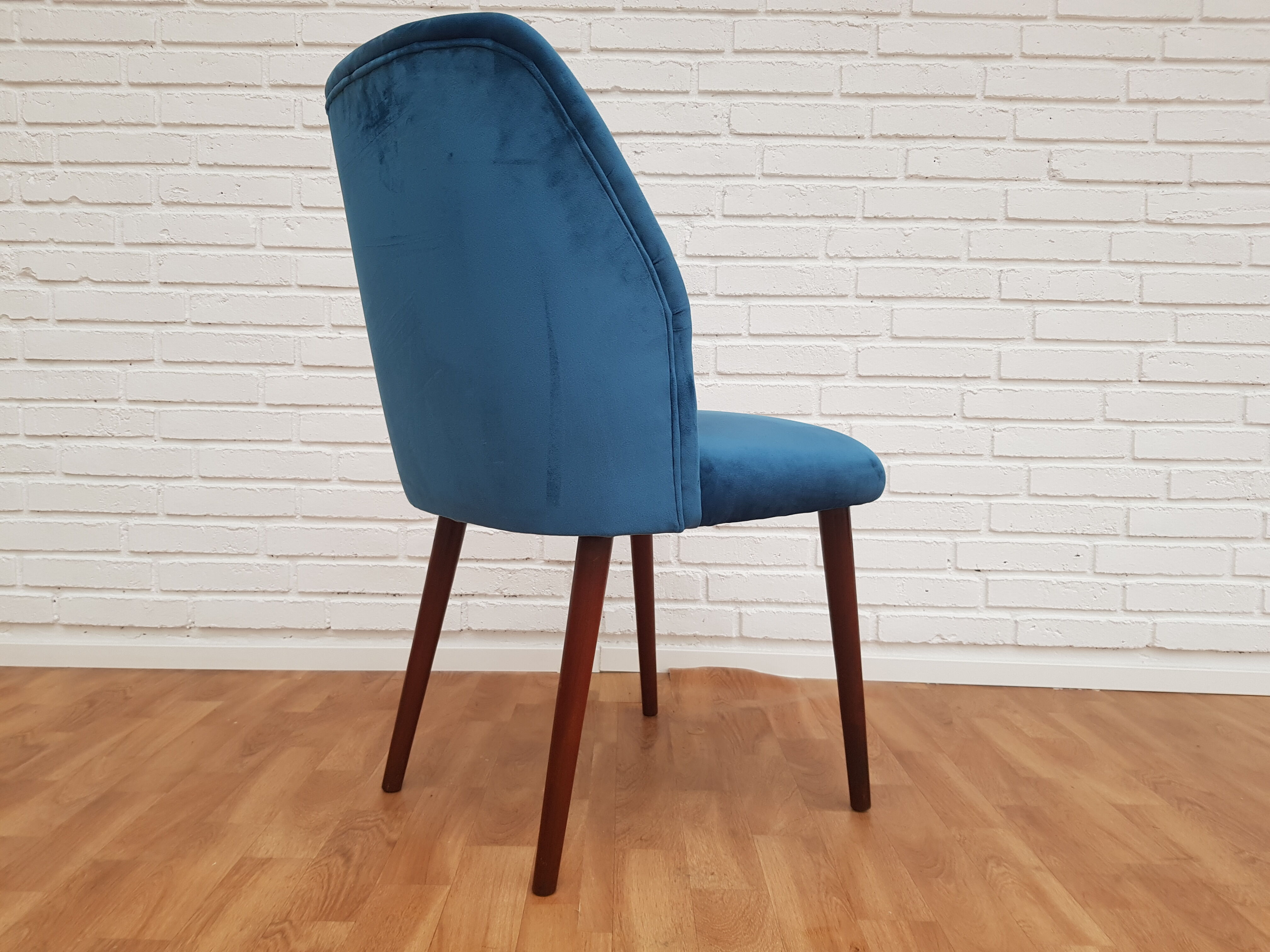 Armchair in velvet with stained beech legs, 60s