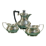 English coffee set in silver metal of the early twentieth century