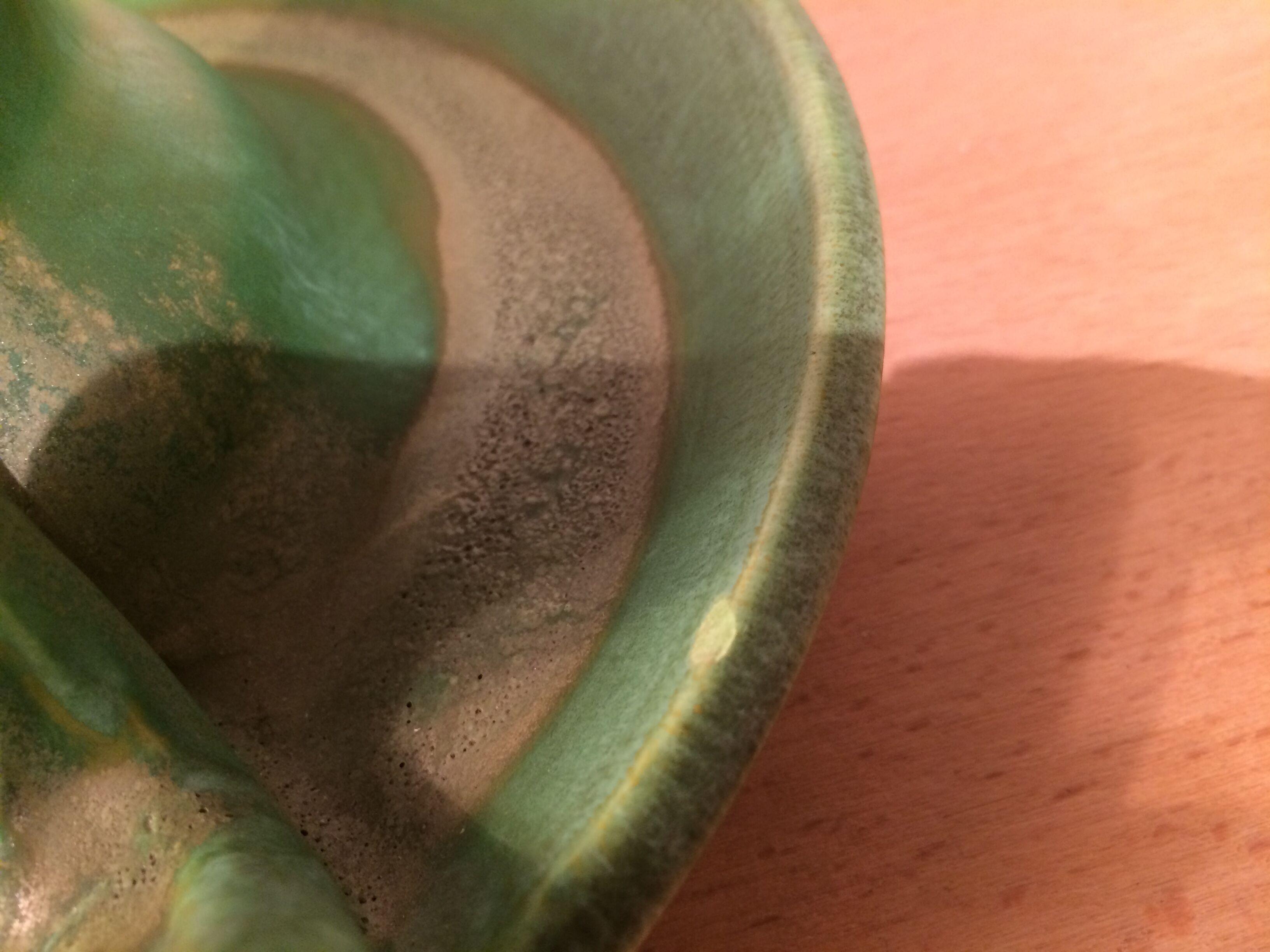 Green ceramic candle holder signed André Gallet, vintage