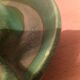 Green ceramic candle holder signed André Gallet, vintage