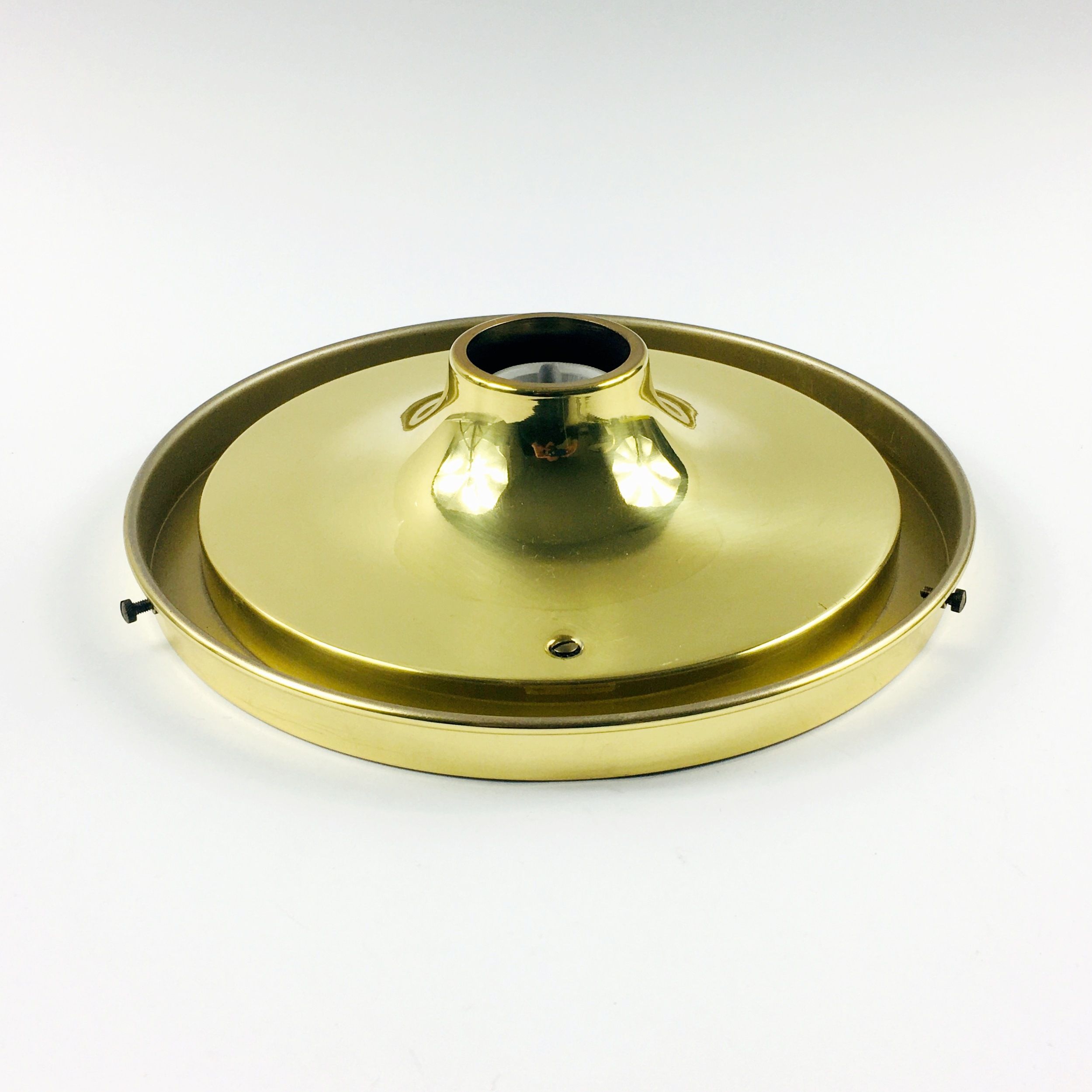 Pair of mid-century minimalist iron & glass flush mounts / ceiling lamps from limburg, germany, 1960