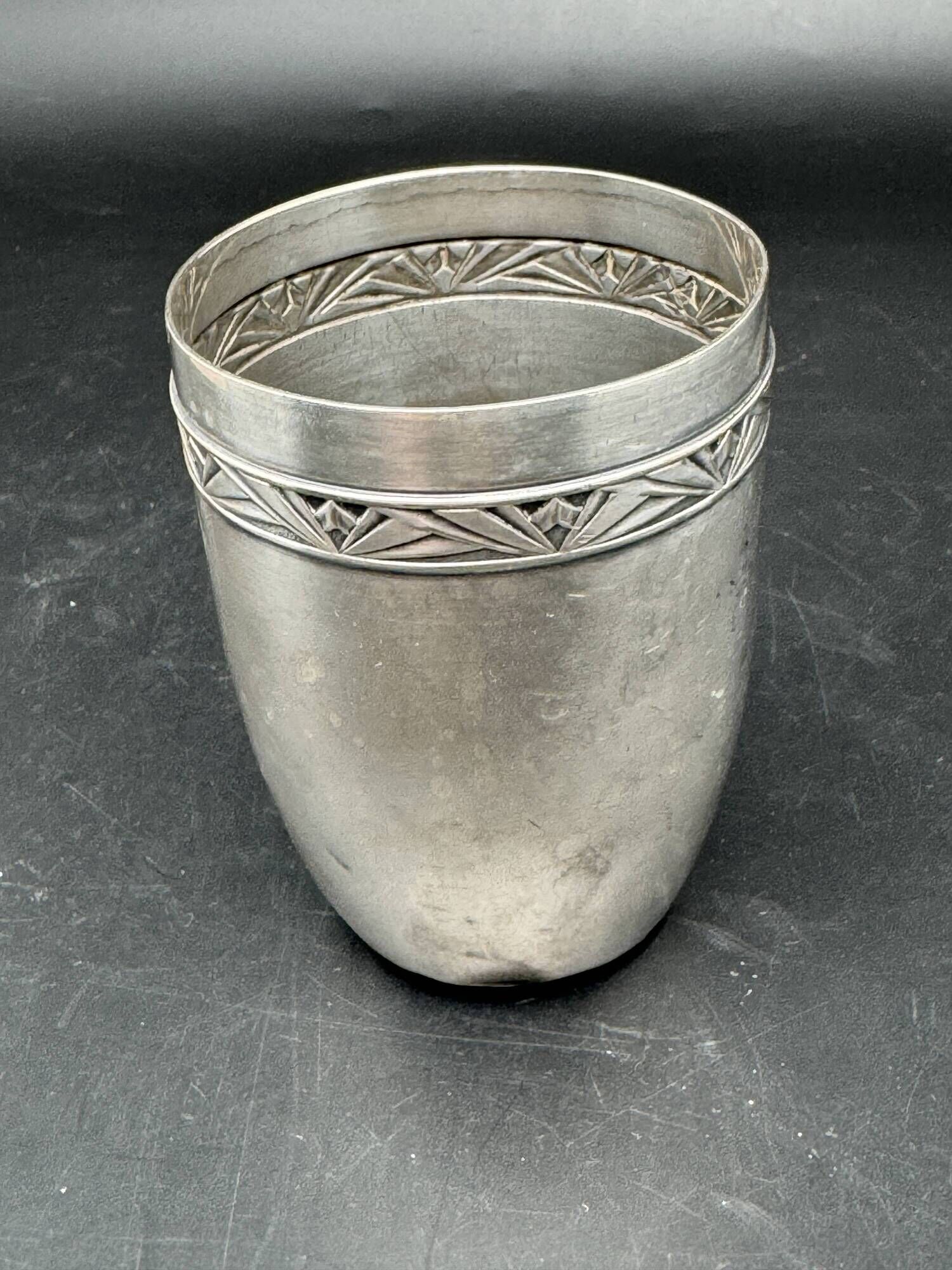 White metal (silverware) cup in its original box