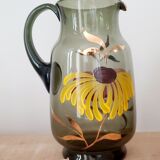 Vintage smoked amber glass pitcher
