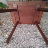 Ancienne chaise a accoudoirs/fauteuil en chêne sculpté- Art populaire fin du XIXe siècle
