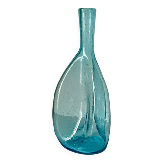 Turquoise bubbled glass vase
