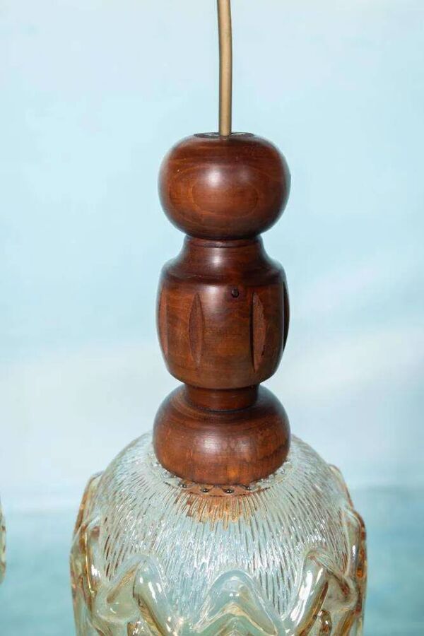 Suspension en verre brutaliste des années 70, suspension suédoise vintage