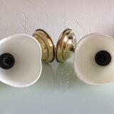 Pair of brass and opaline opaline sconces in art deco style granite