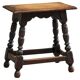 Rustic stool or side table in turned and carved solid oak, 19th century.