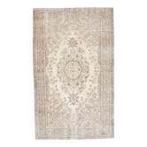 Grand tapis vintage tons pastel jaune et vert menthe, délavé 312x197Cm