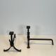 Pair of modernist wrought iron fire dogs