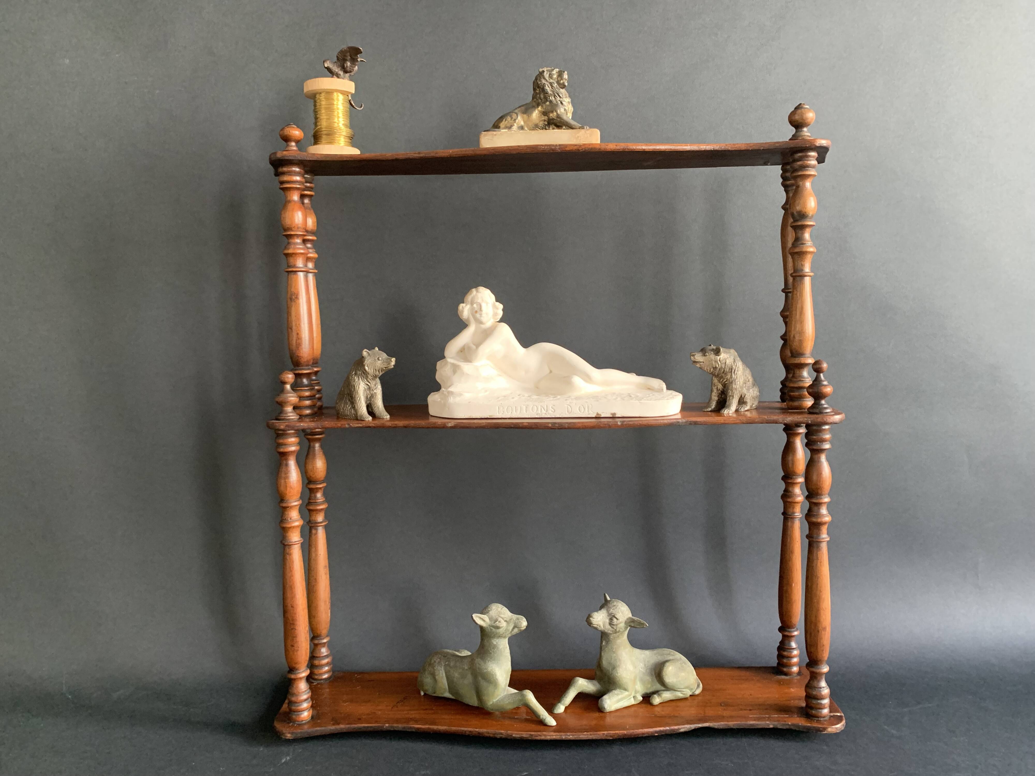 Napoleon III wall shelf in turned wood, 19th century