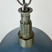 Industrial Blue Enamel Military Pendant Lamp with Cast Aluminium Top, 1960s