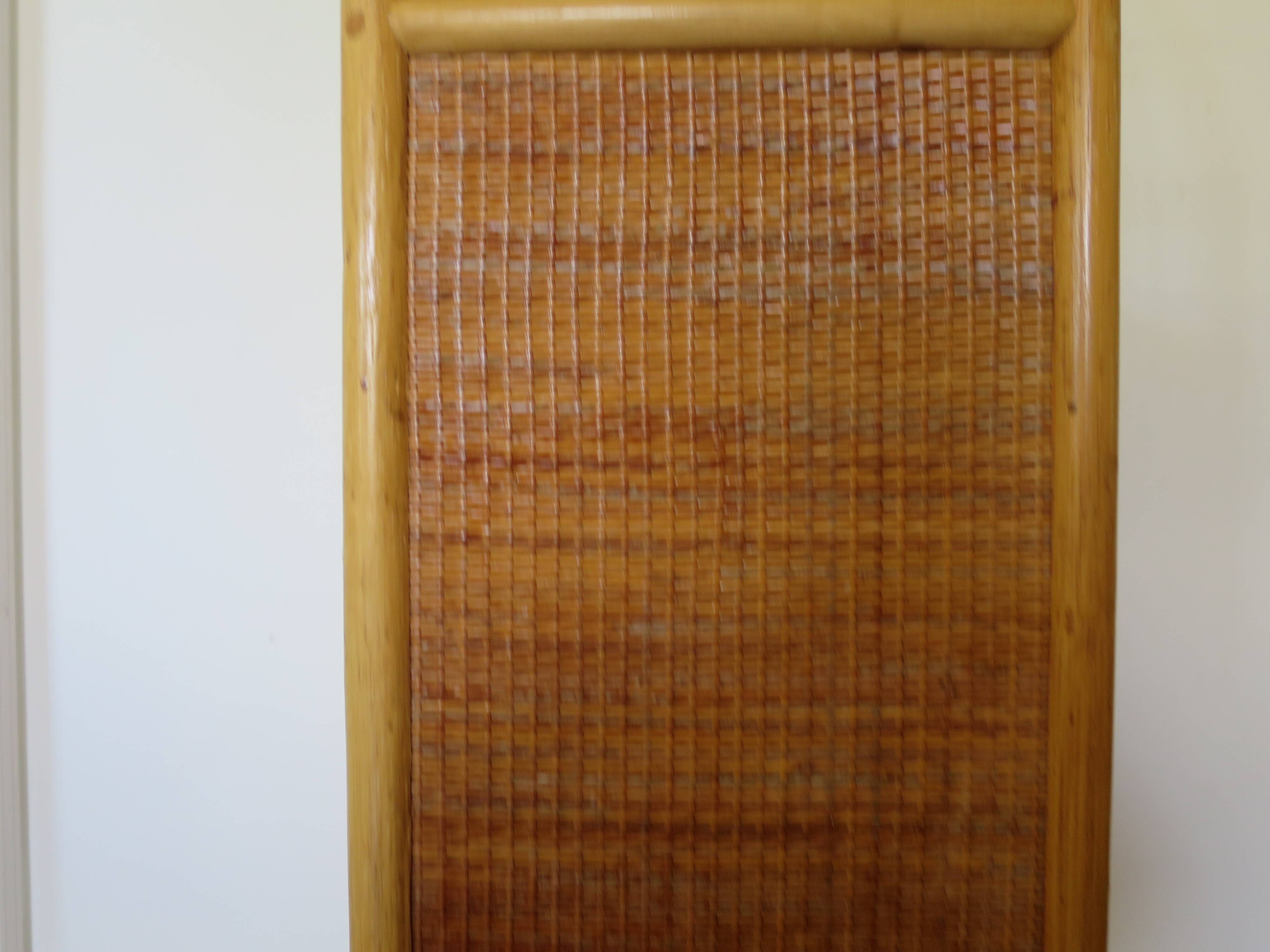 Vintage Library - 2 drawers - Woven rattan cupboard - 1980s - natural