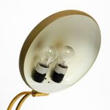 Huge 1970s brass table lamp with adjustable neck and shade from Hillebrand