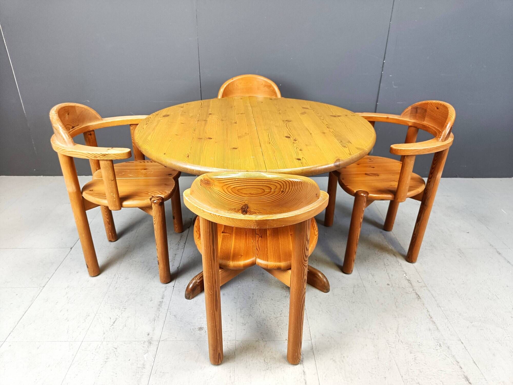 Rainer Daumiller pine wood dining set for Hirtshals Savvaerk - set of 4