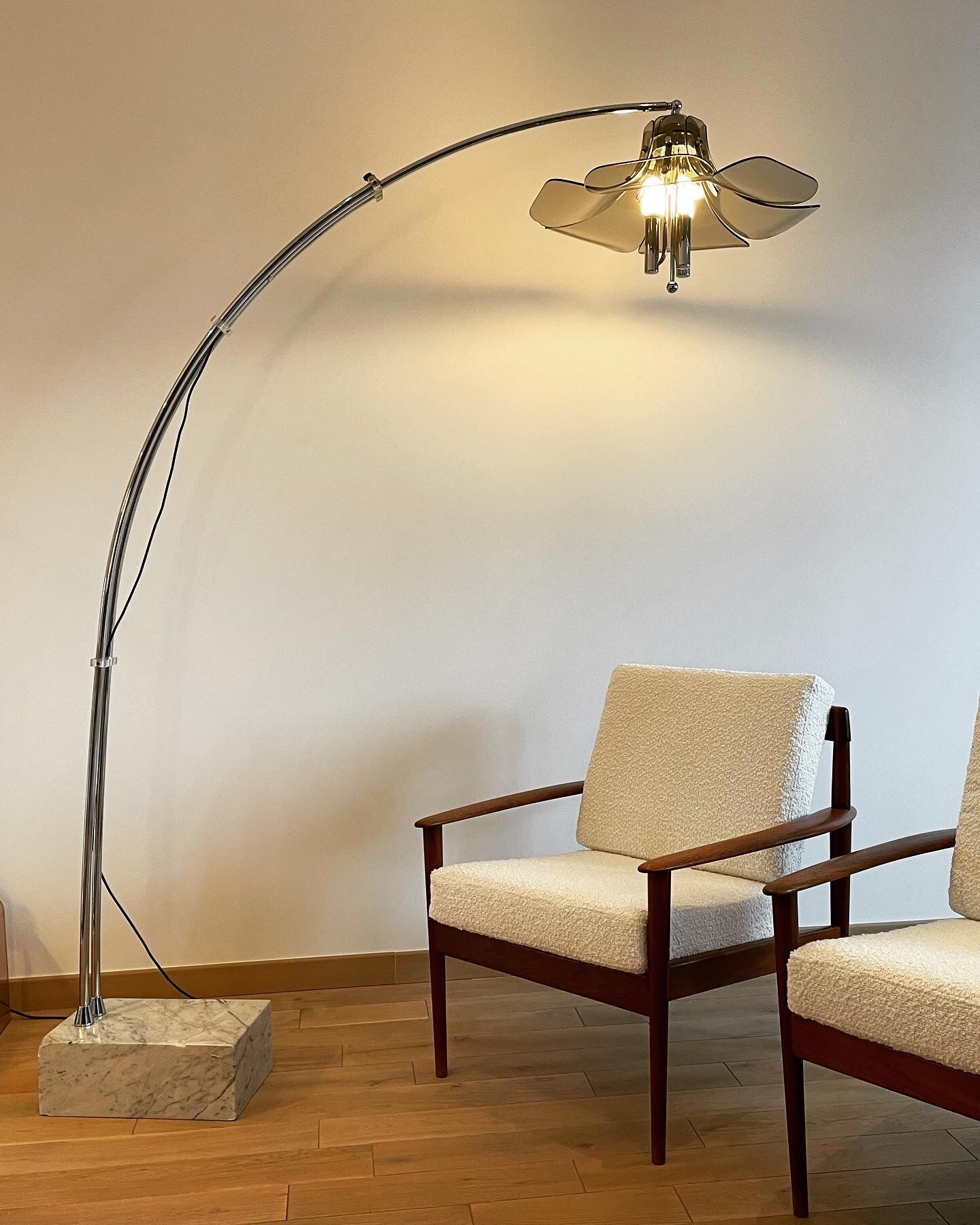 Floor lamp arc flower adjustable, italy, 1960
