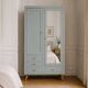 Vintage Parisian wardrobe in sage green – Mirror, hanging space and drawers