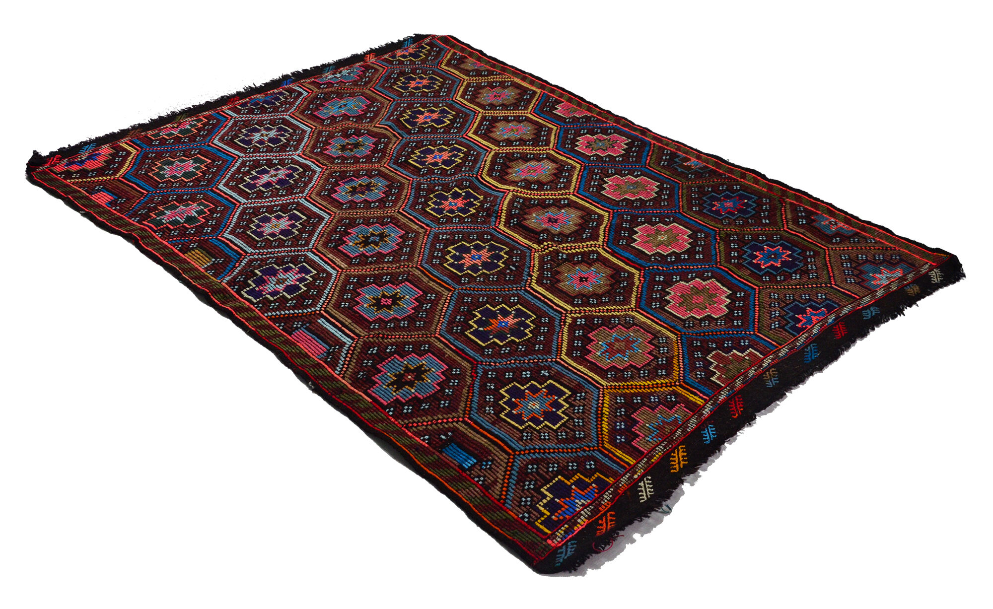 Anatolian handmade kilim rug 275 cm x 196 cm