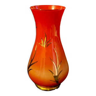 Vase rouge et dorure doré année 1960