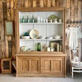 Two-body sideboard, bookcase, dresser in restored solid oak