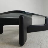 Vintage coffee table with organic black wooden base, 1970s
