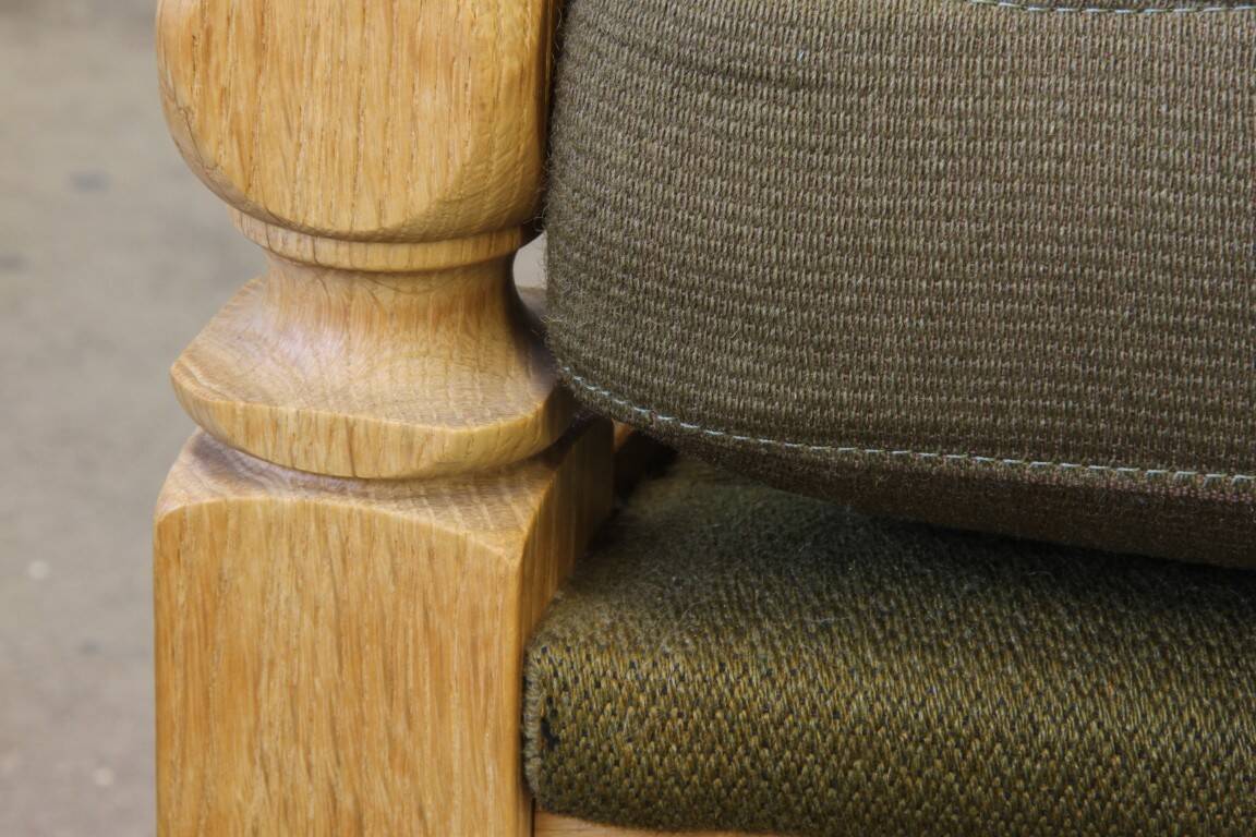 Vintage 1960s Danish low back lounge chairs in light oak, Henning Kjærnulf style