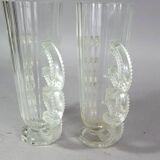 Pair of Art-deco glass vases signed Verlis. Good condition.