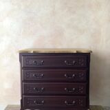 Louis XV style commode renovated - natural wood top and deep stain