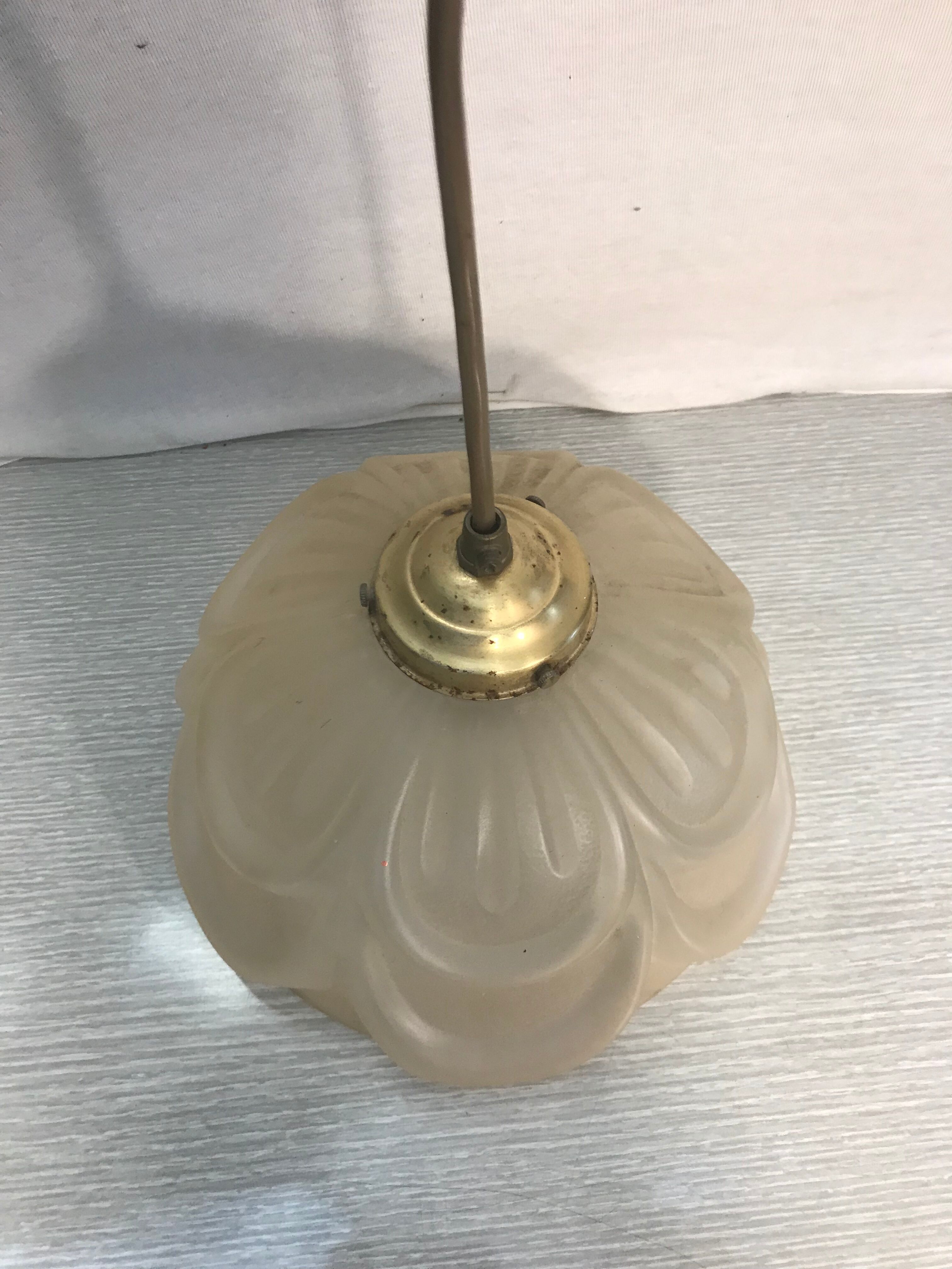 Old glass hanging moulded shape flowers 70 vintage years