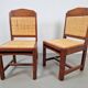 Dutch Art Deco Haagse School Oak and Rattan Webbing Chairs, 1930s, Set of 2