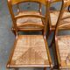 4 chaises de à manger en bois massif paillées dossier échelle 1970