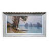 Tableau Huile sur toile vers 1935 - Marine, paysage d'été de Bretagne - signé Léon LAUNAY